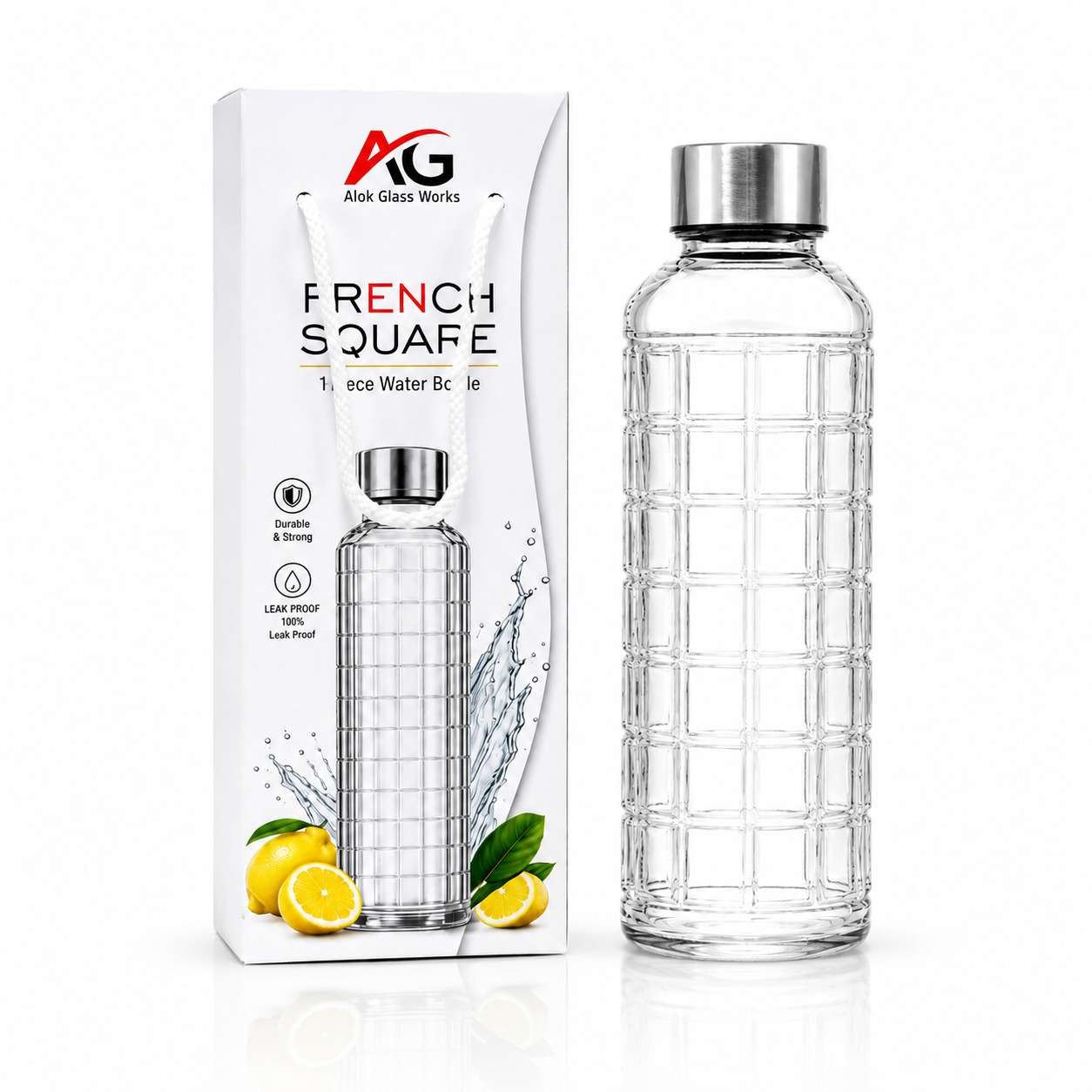 1000ml French Square Glass Bottle (1pc)